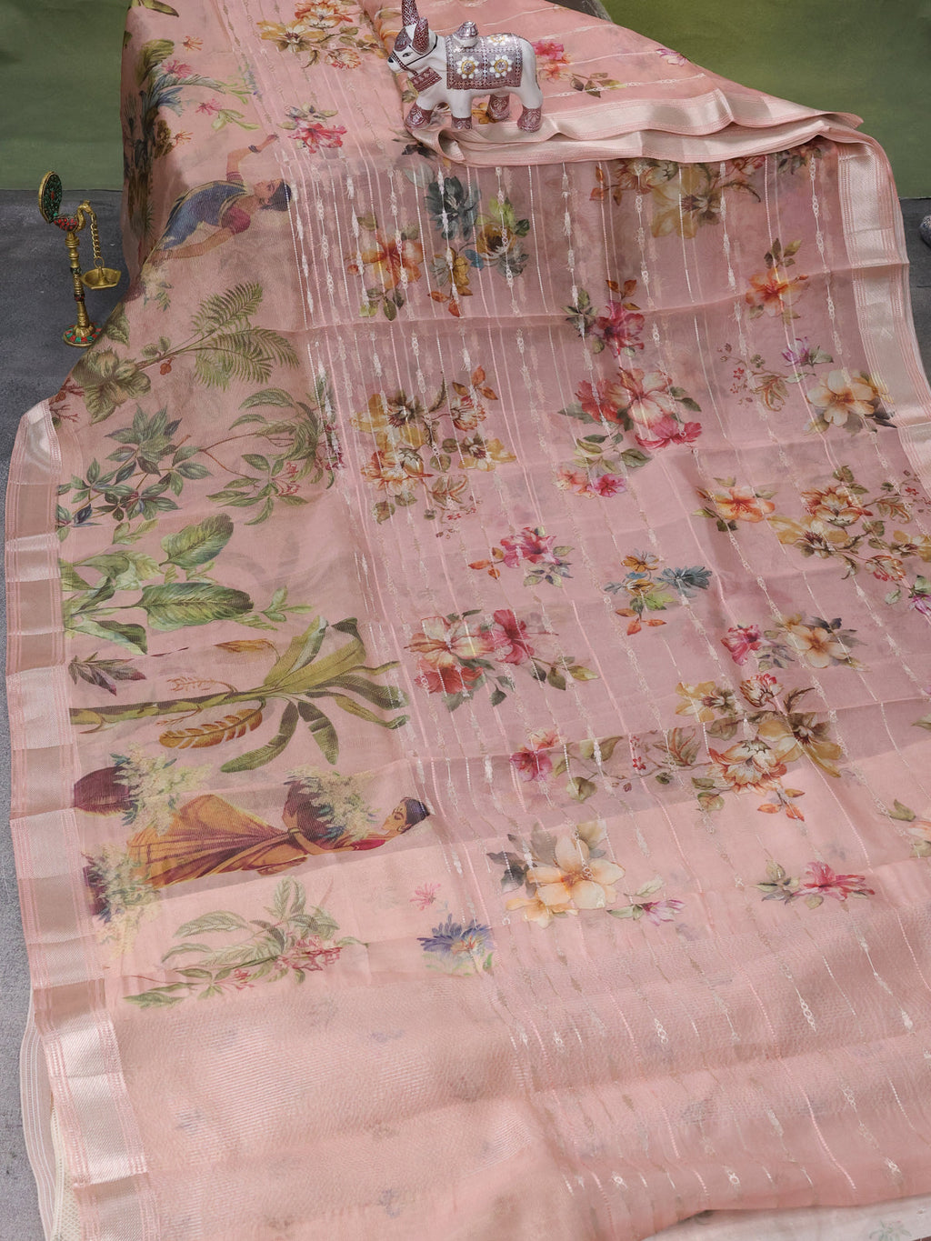 Pastel Pink Organza Silk Saree