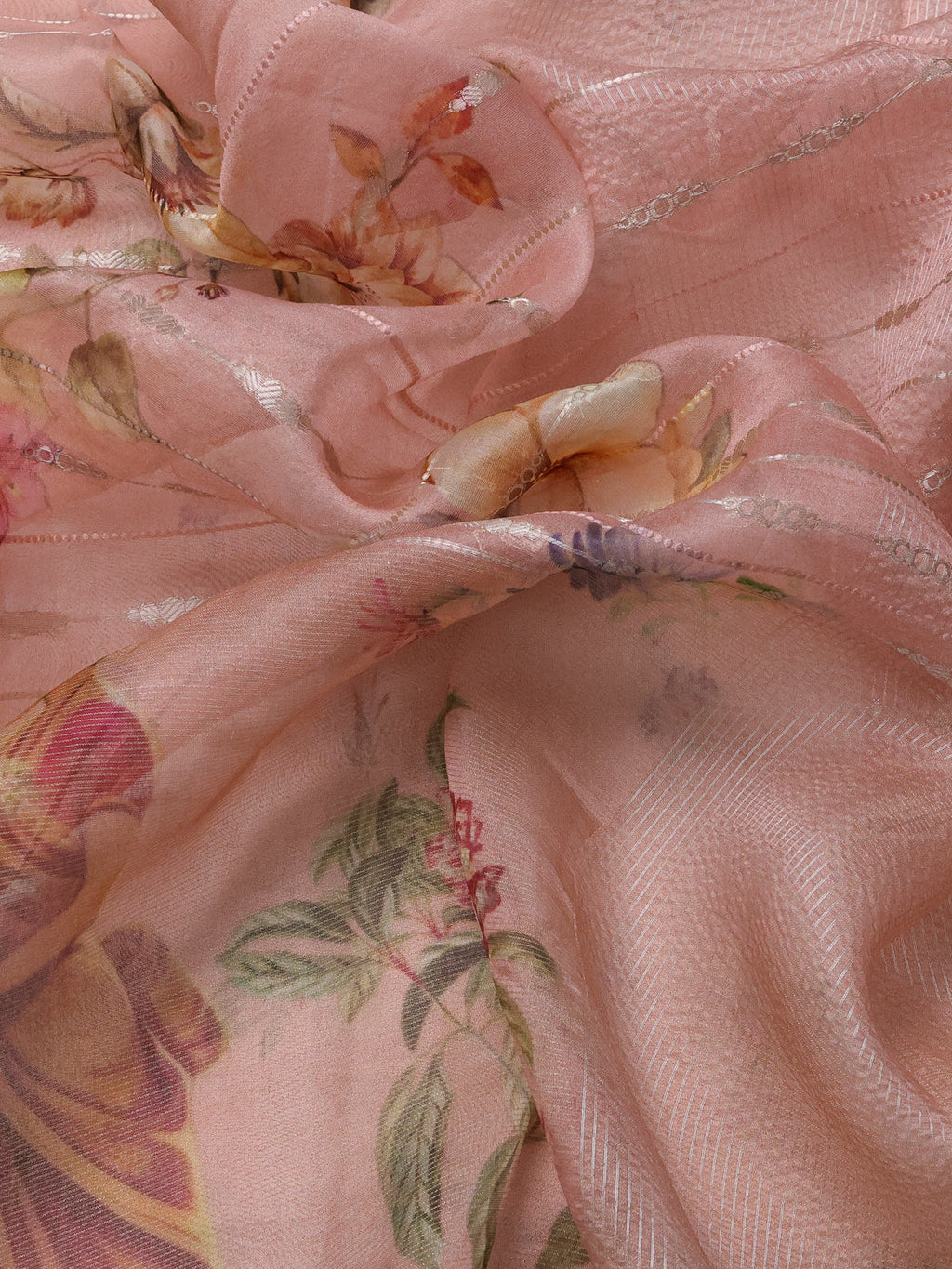 Pastel Pink Organza Silk Saree