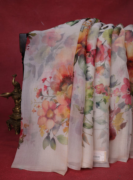 Off White Organza Silk Saree