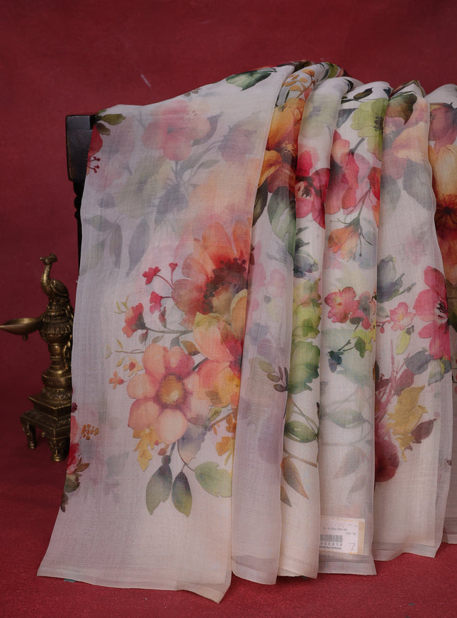 Off White Organza Silk Saree