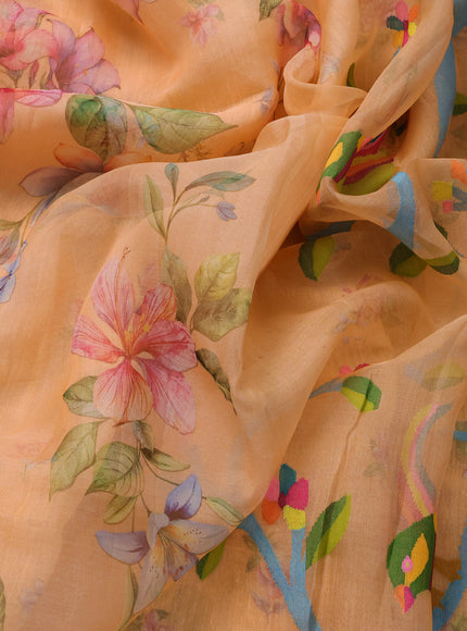 Peach Orange Organza Silk Saree
