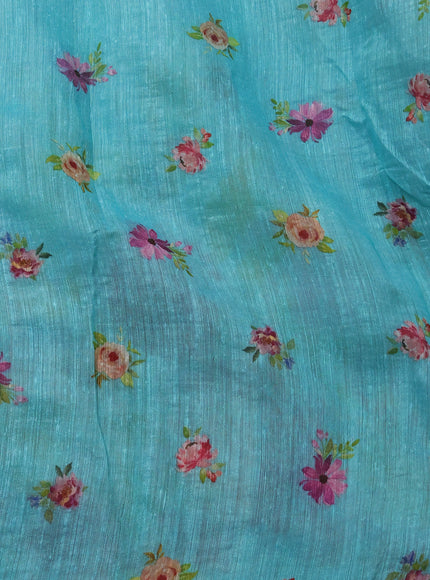 Teal Blue Organza Silk Saree