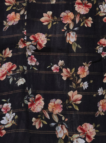 Black Organza Tissue Tussar Silk Saree With Digital Prints