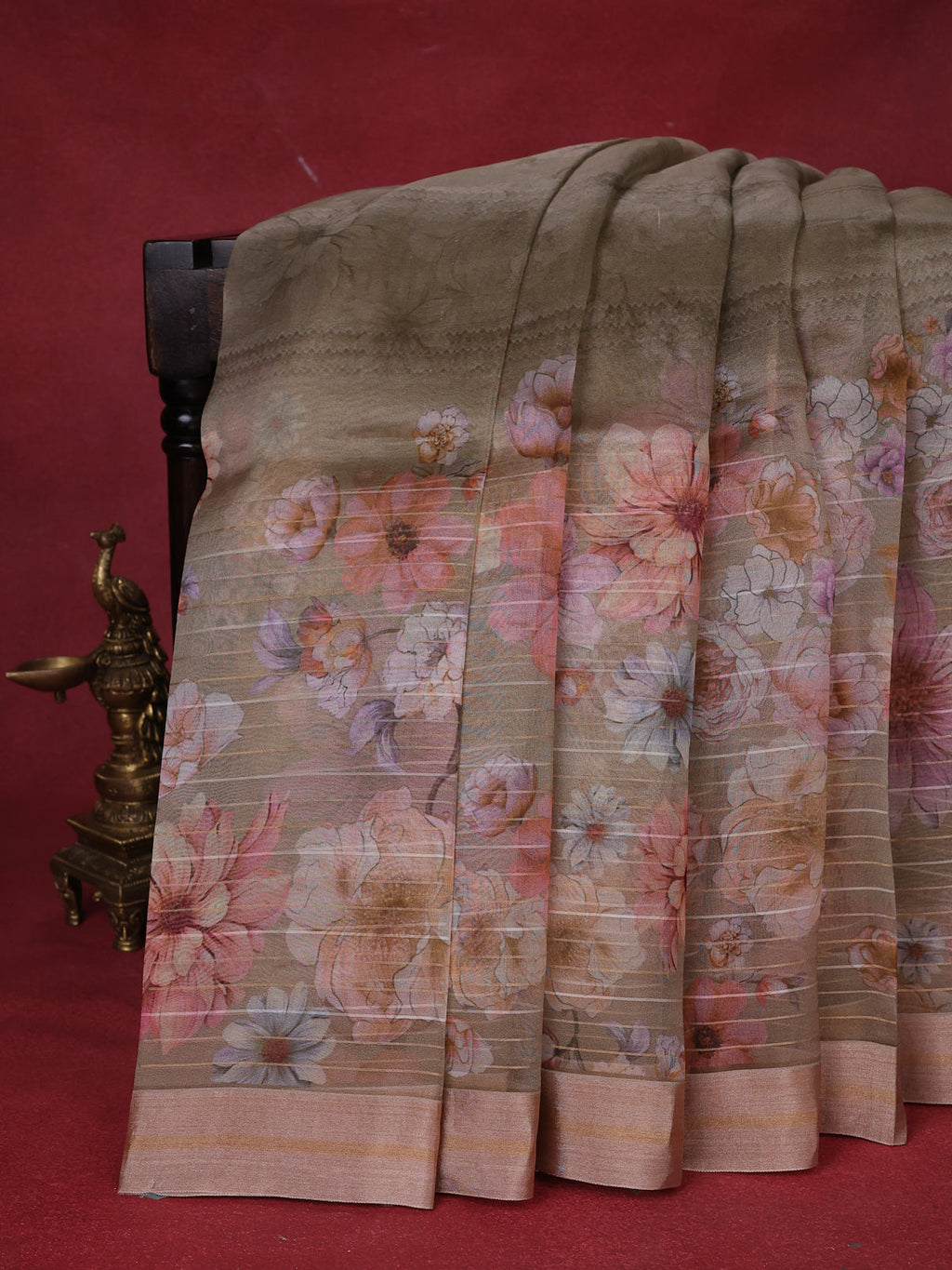 Brown Organza Silk Saree