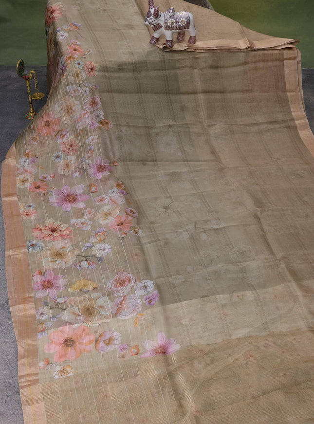 Brown Organza Silk Saree