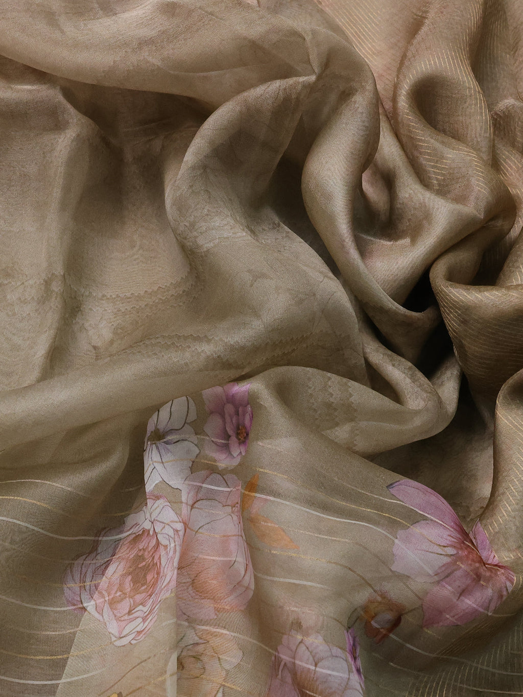 Brown Organza Silk Saree