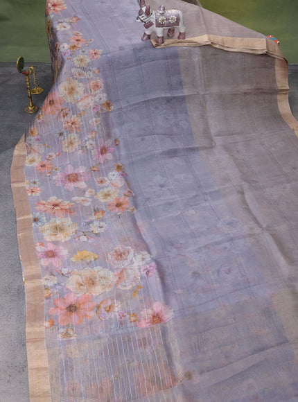 Grey Organza Silk Saree