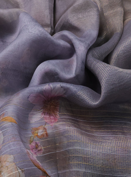 Grey Organza Silk Saree