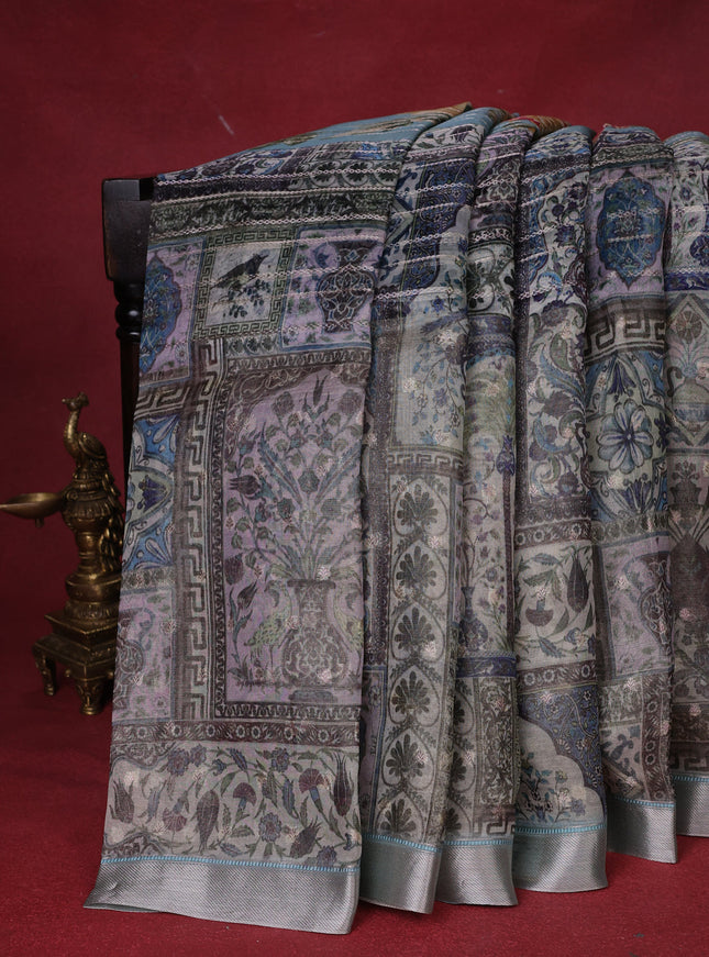 Pastel Blue Organza Silk Saree