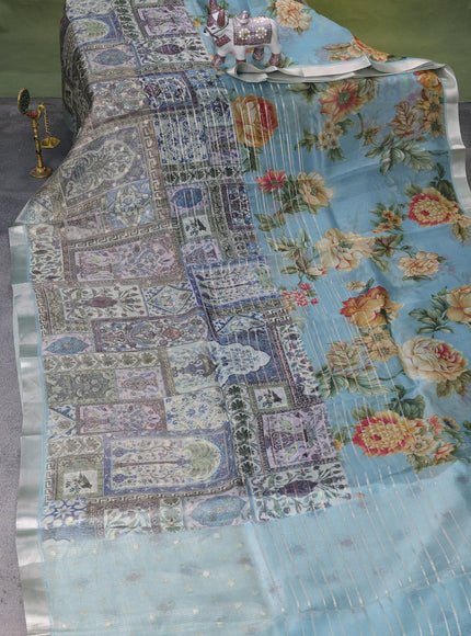 Pastel Blue Organza Silk Saree