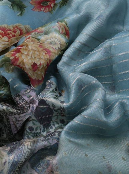 Pastel Blue Organza Silk Saree