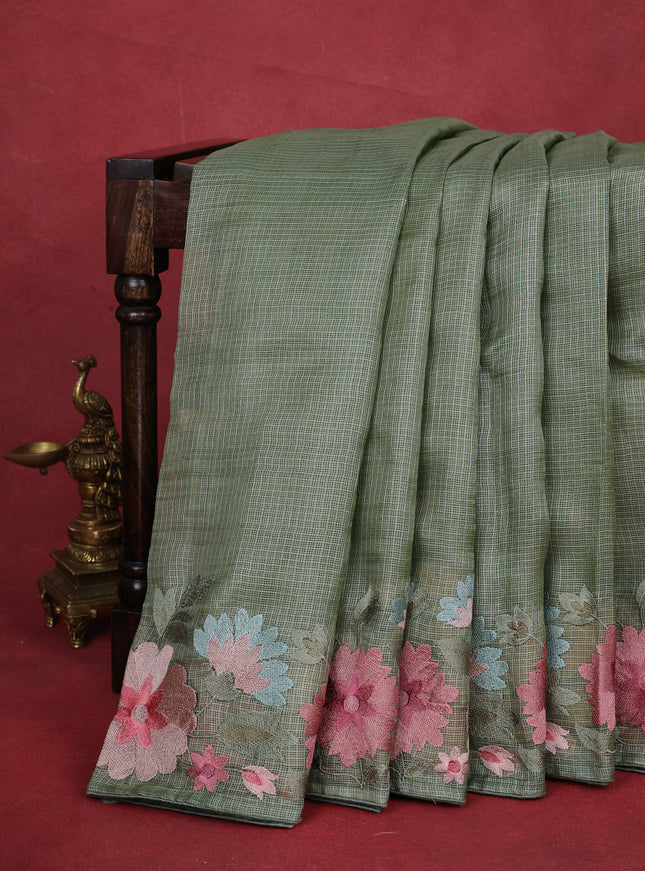 Pastel Green Silk Kota Saree