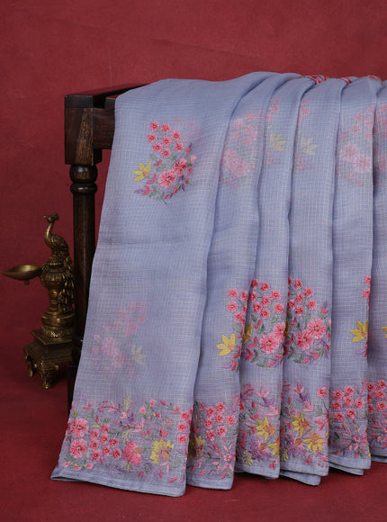 Pastel Grey Silk Kota Saree