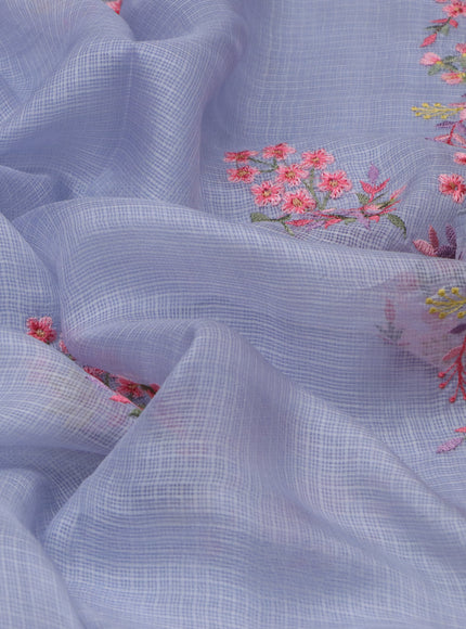 Pastel Grey Silk Kota Saree