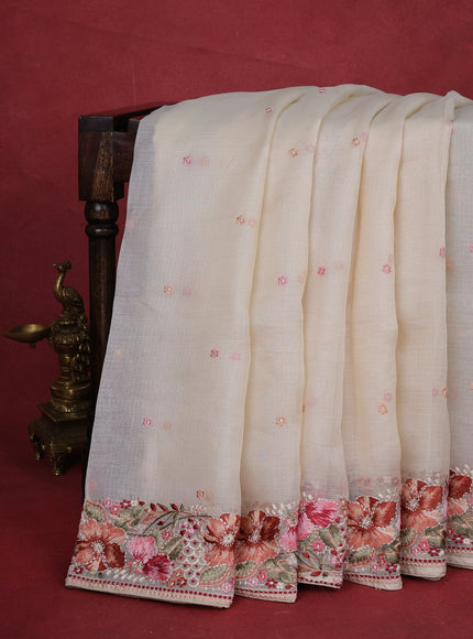 Off White Silk Kota Saree