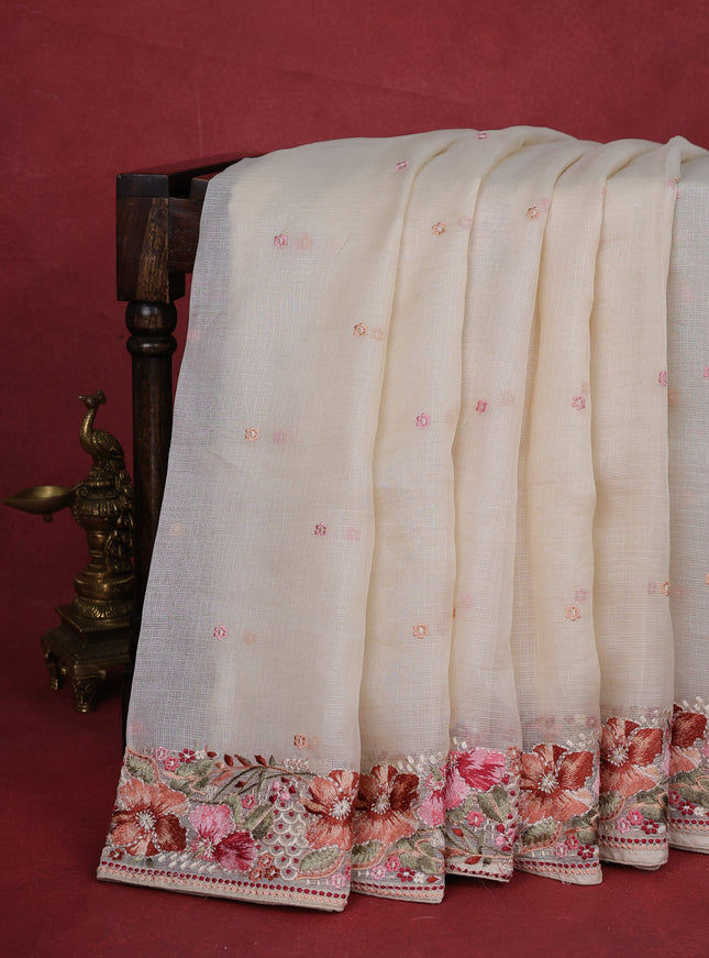 Off White Silk Kota Saree