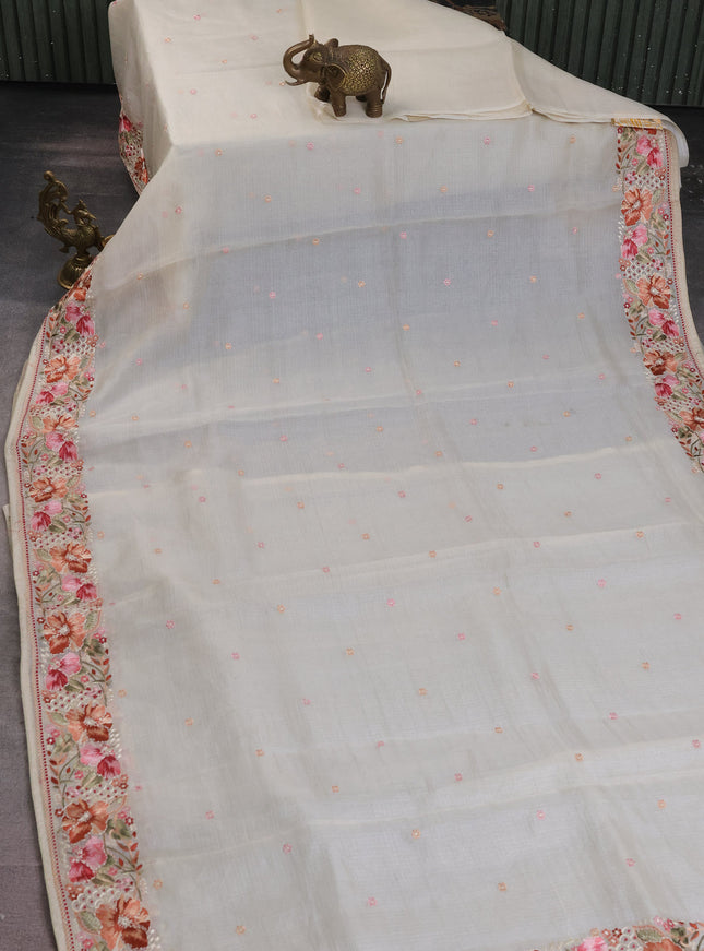 Off White Silk Kota Saree