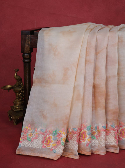 Cream-Rust Silk Kota Saree