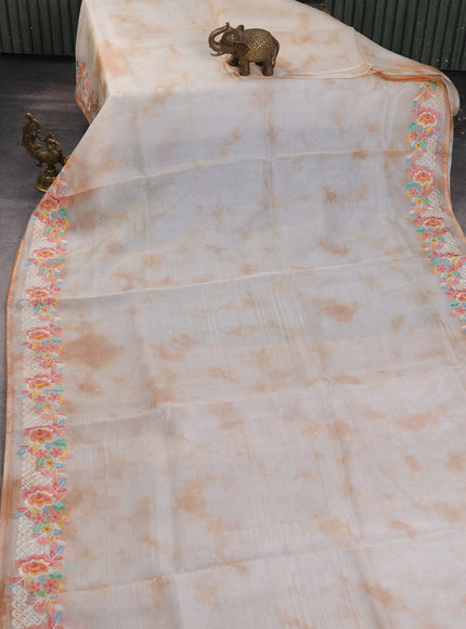 Cream-Rust Silk Kota Saree