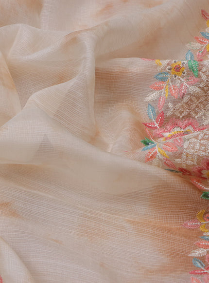 Cream-Rust Silk Kota Saree