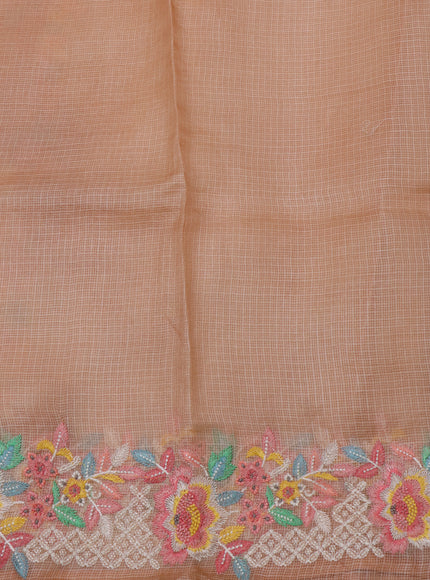 Cream-Rust Silk Kota Saree