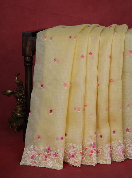 Lime Yellow Silk Kota Saree
