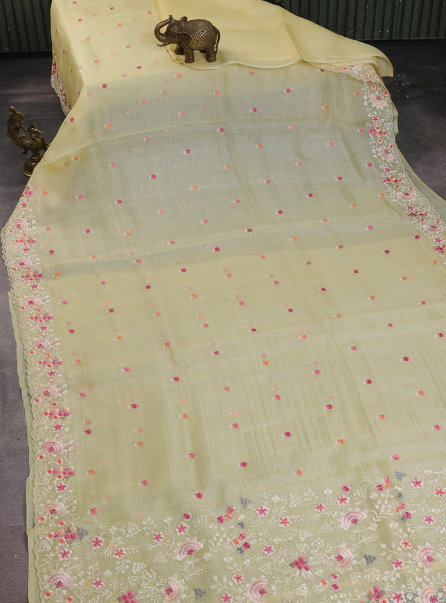 Lime Yellow Silk Kota Saree