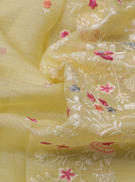 Lime Yellow Silk Kota Saree
