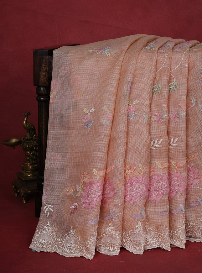 Peach Shade Silk Kota Saree