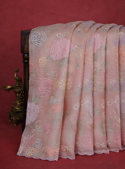 Pastel Brown Silk Kota Saree