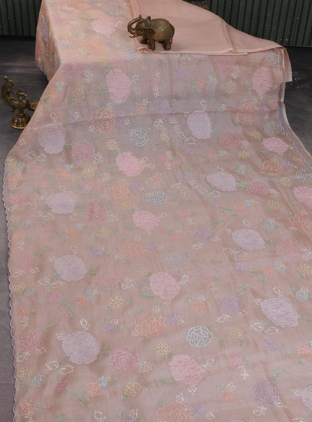 Pastel Brown Silk Kota Saree