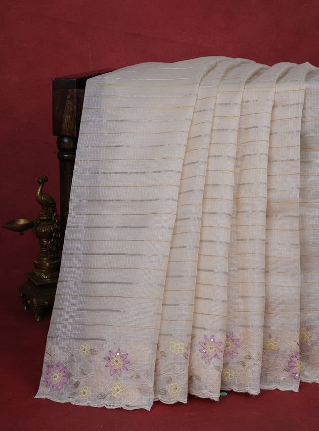 Off White Silk Kota Saree