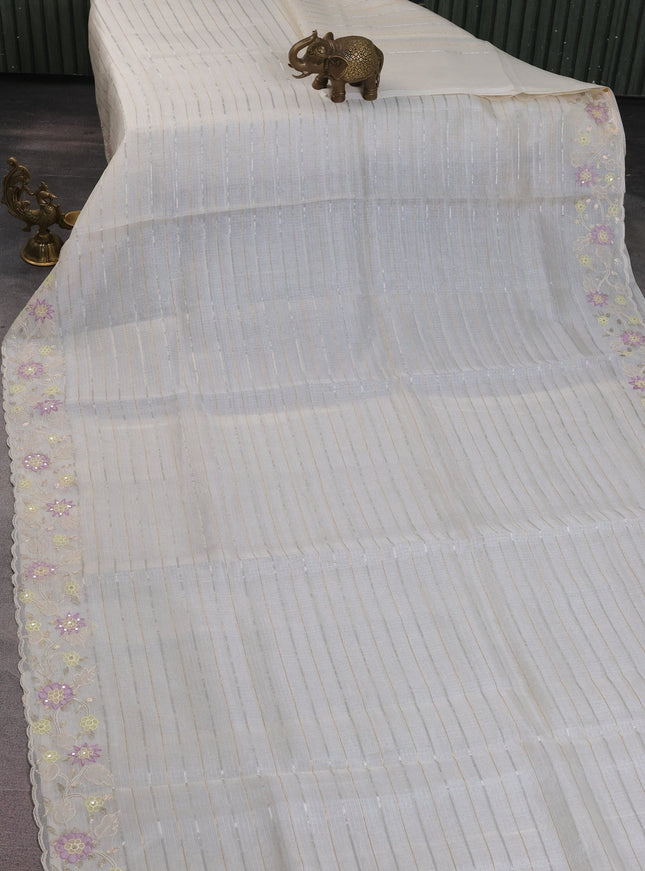 Off White Silk Kota Saree
