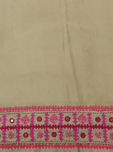 Deep Purple-Beige Pure Silk Saree With Kutch Embroidery