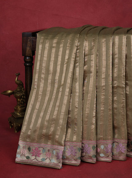 Elaichi Green Chanderi Cotton Saree With Embroidery