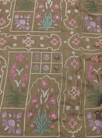 Elaichi Green Chanderi Cotton Saree With Embroidery