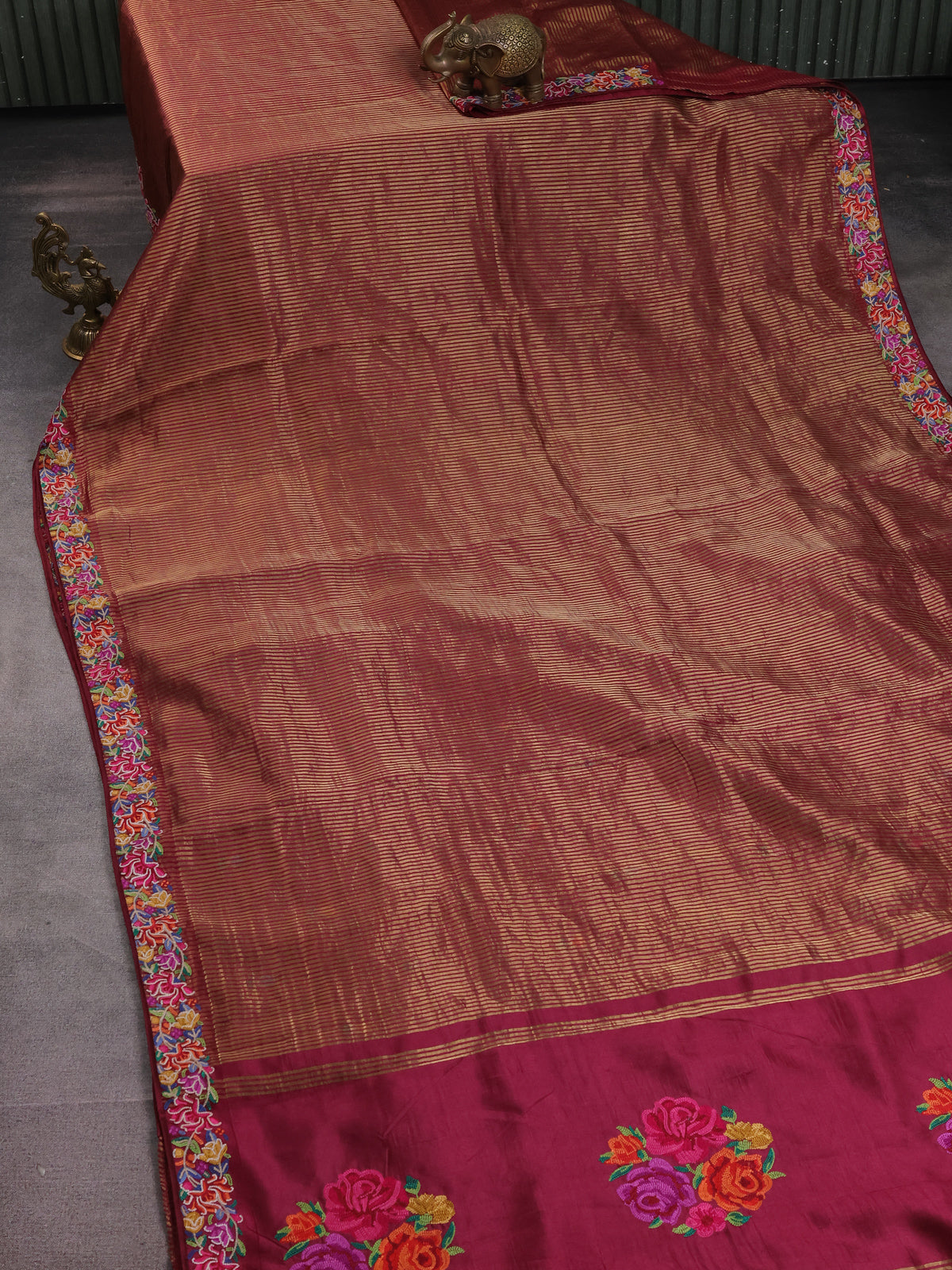 Maroon Chanderi silk saree
