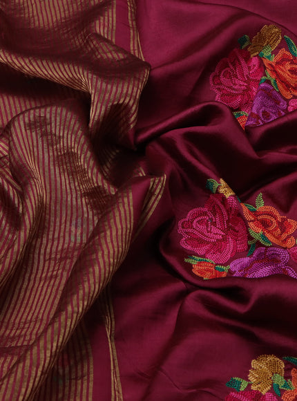 Maroon Chanderi silk saree
