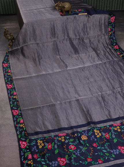 Navy Blue Chanderi Silk Saree