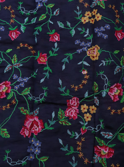 Navy Blue Chanderi Silk Saree