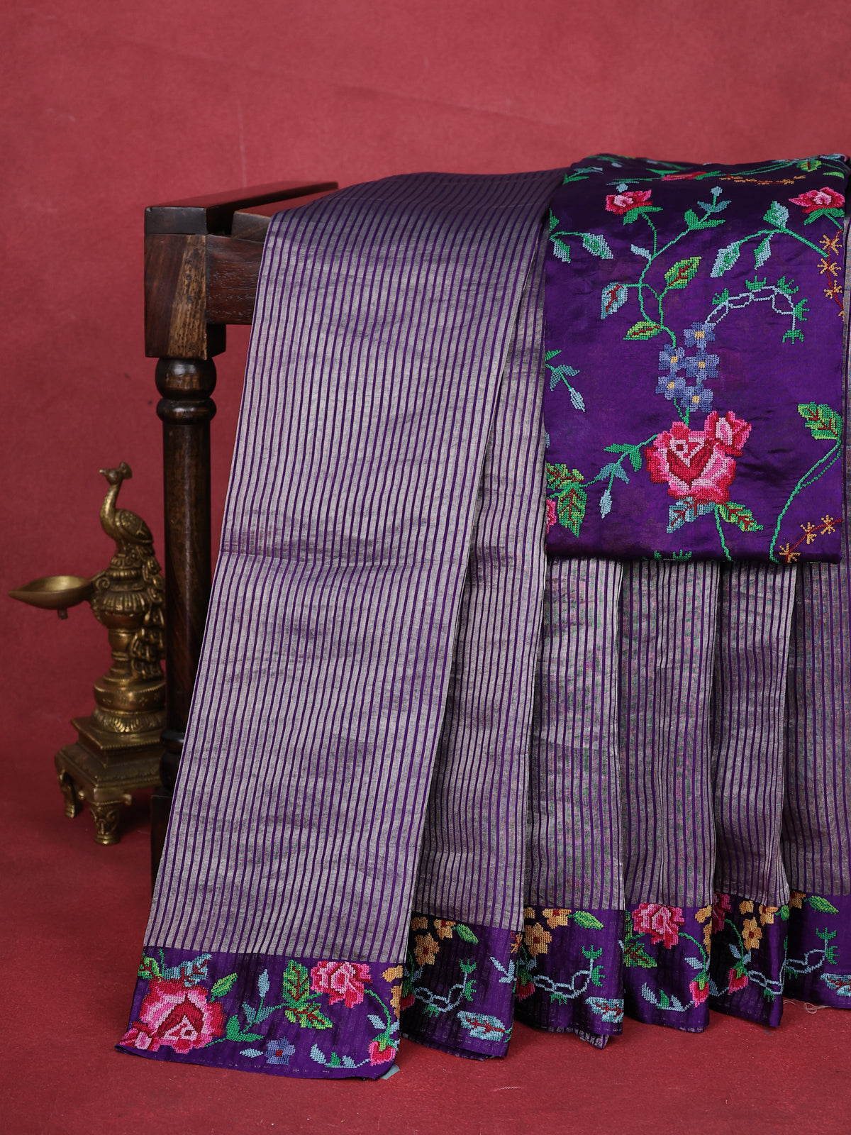 Purple Chanderi Silk Saree
