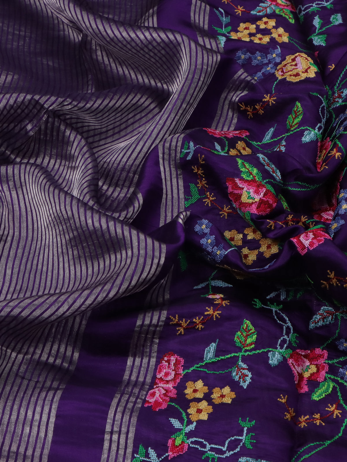 Purple Chanderi Silk Saree