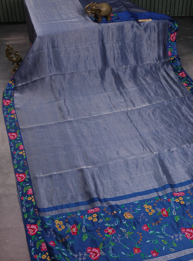 Peacock Blue Chanderi Silk Saree
