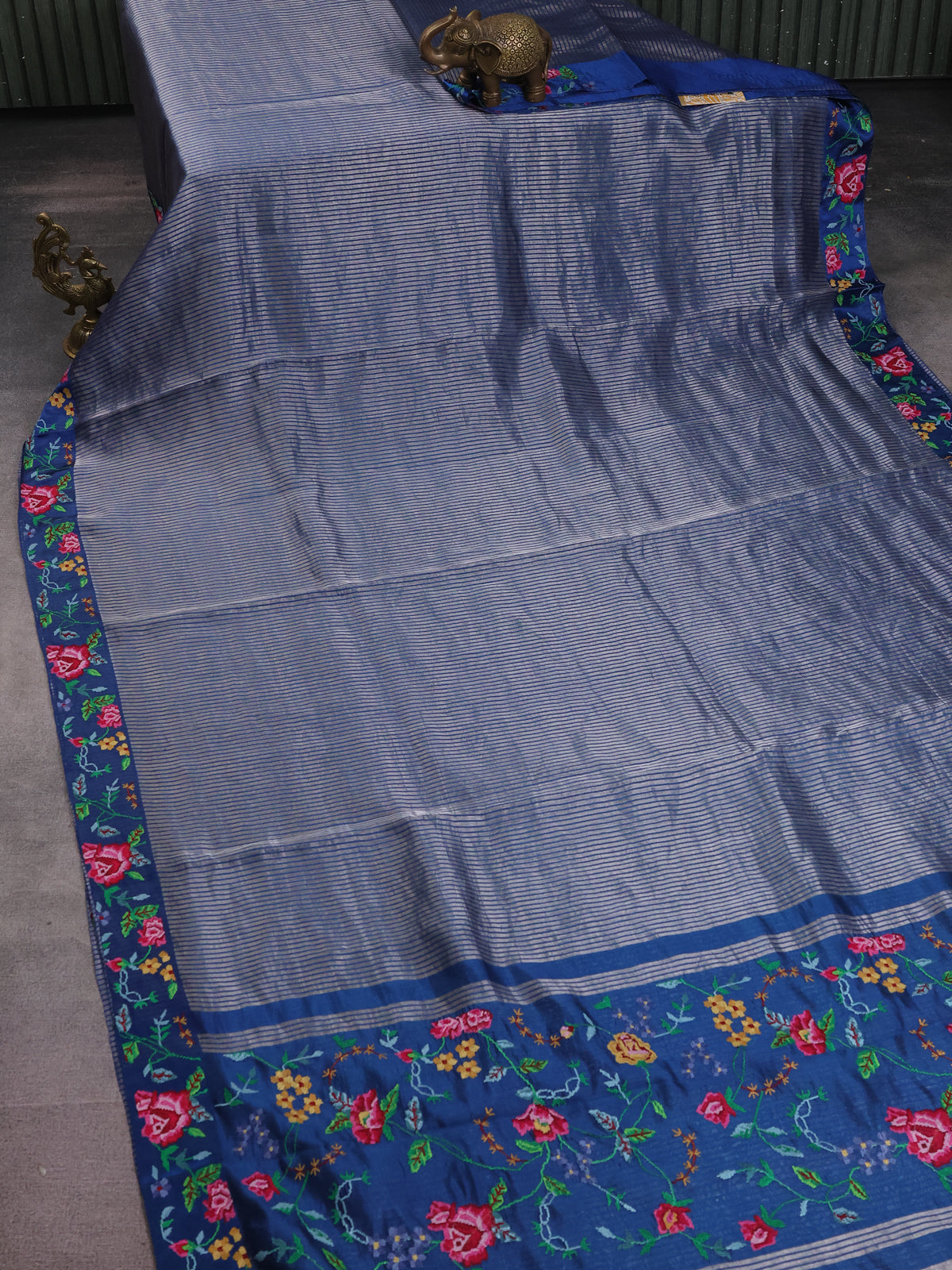 Peacock Blue Chanderi Silk Saree