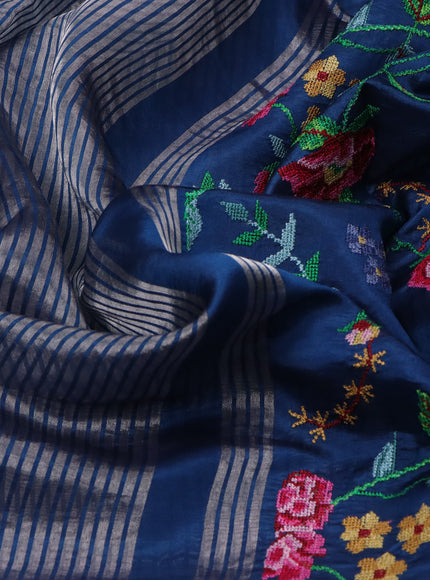 Peacock Blue Chanderi Silk Saree