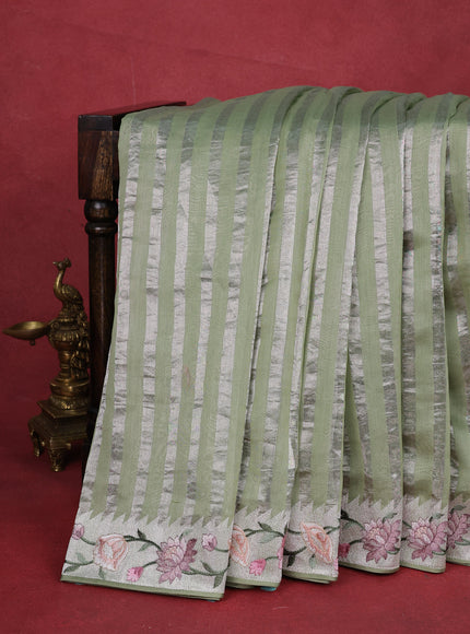 Pista Green Chanderi Cotton Saree