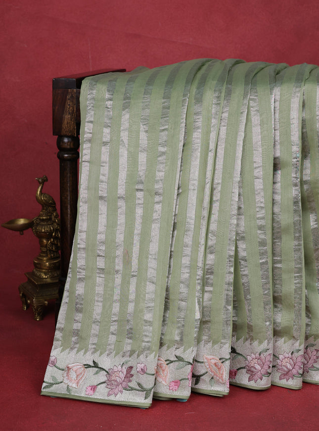 Pista Green Chanderi Cotton Saree