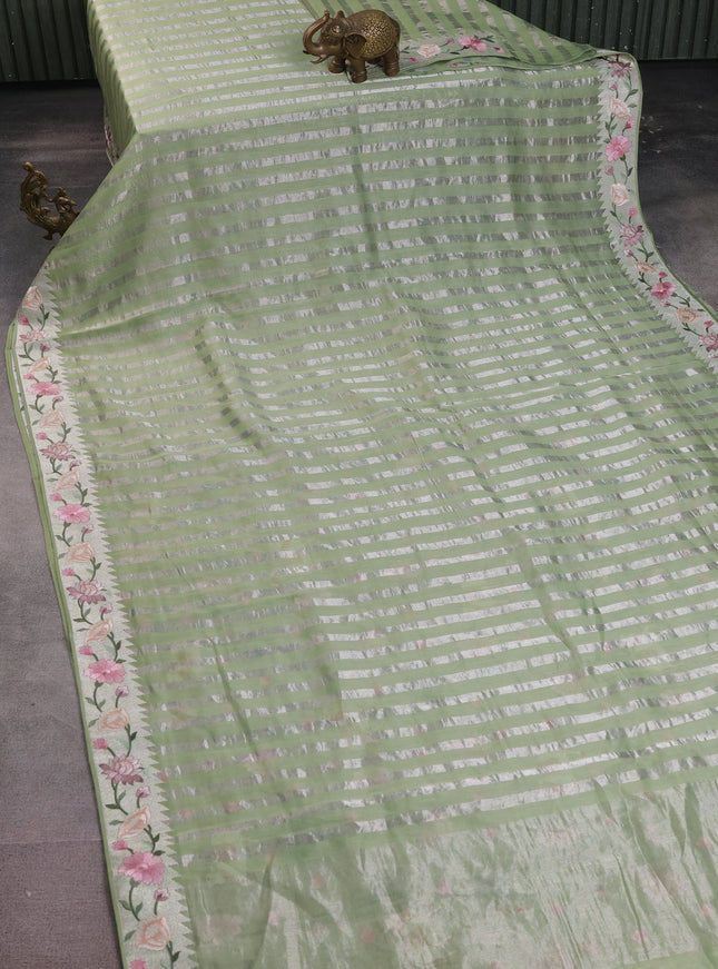Pista Green Chanderi Cotton Saree