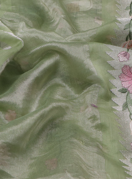 Pista Green Chanderi Cotton Saree