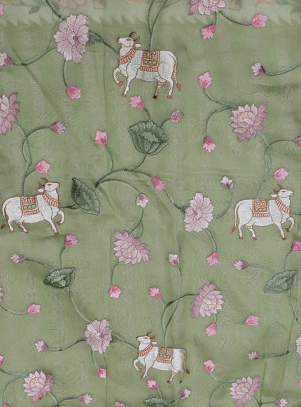 Pista Green Chanderi Cotton Saree